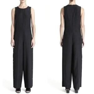 Theory Wool Blend Black Button Wide Leg High Neck Jumpsuit Womens Size 12